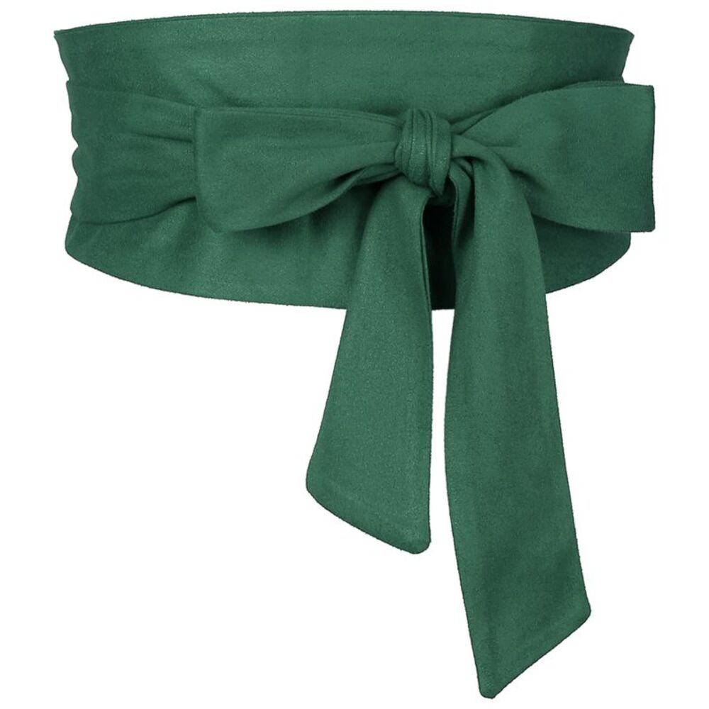 Solid Obi Belt Bowknot Self Tie Wrap Wide Waistband Belt for Dress Army Green